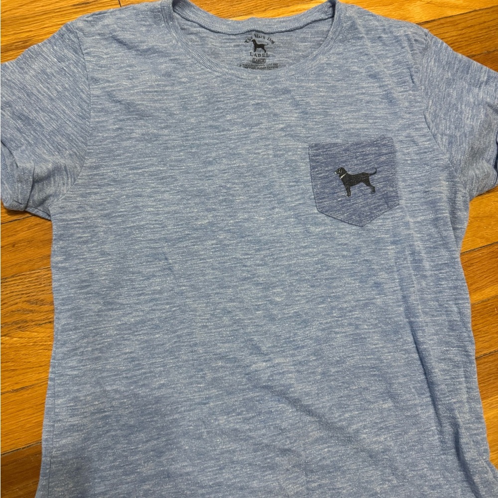 Black Dog Light Blue Heather Pocket Tee with Dog Logo